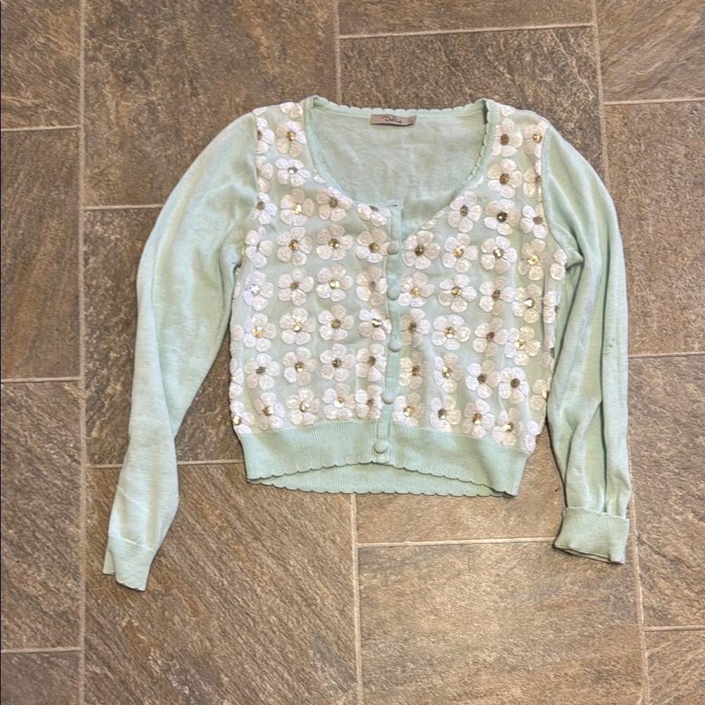 Darling Mint Green Floral Cardigan